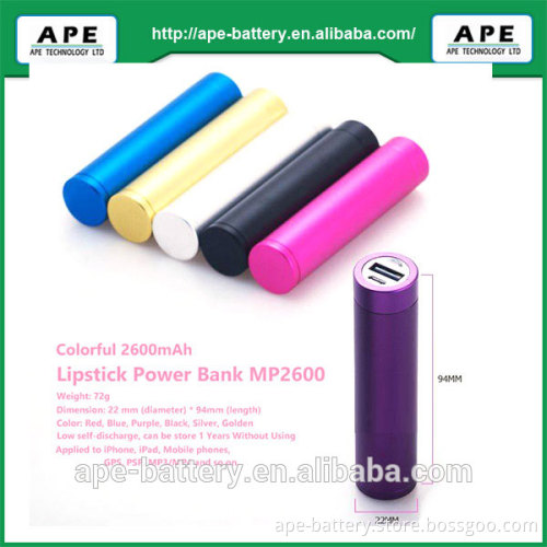 Hot Popular Portable tubular battery MP2600 for phones and tablets